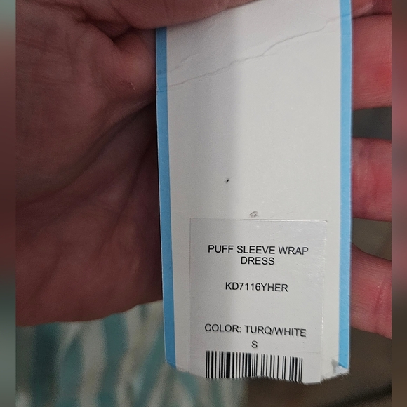 DRAPER JAMES Linen Blend Puff Sleeve Wrap Dress In Blue/white Striped.Size S NWT - Picture 4 of 15